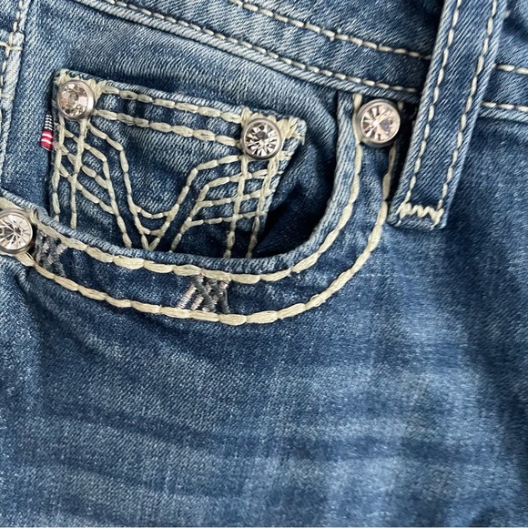 Vigoss Kendra Bootcut Jeans Size 25 Embroidered Mid Rise Denim flap pocket - Picture 3 of 11